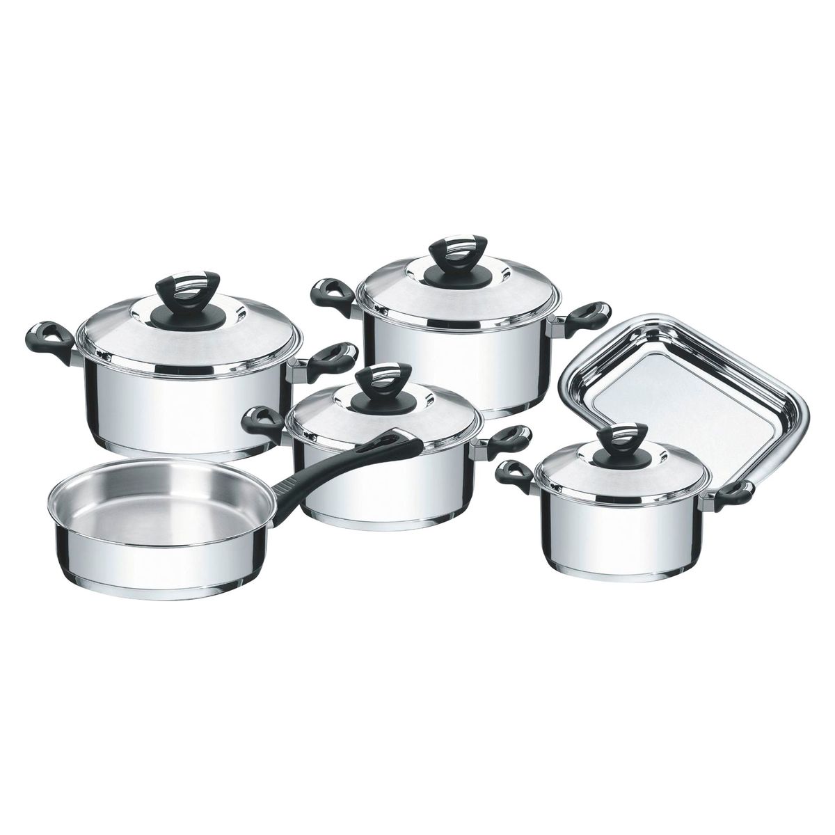 TRAMONTINA - Juego de Ollas T/Acero 10 Piezas Solar