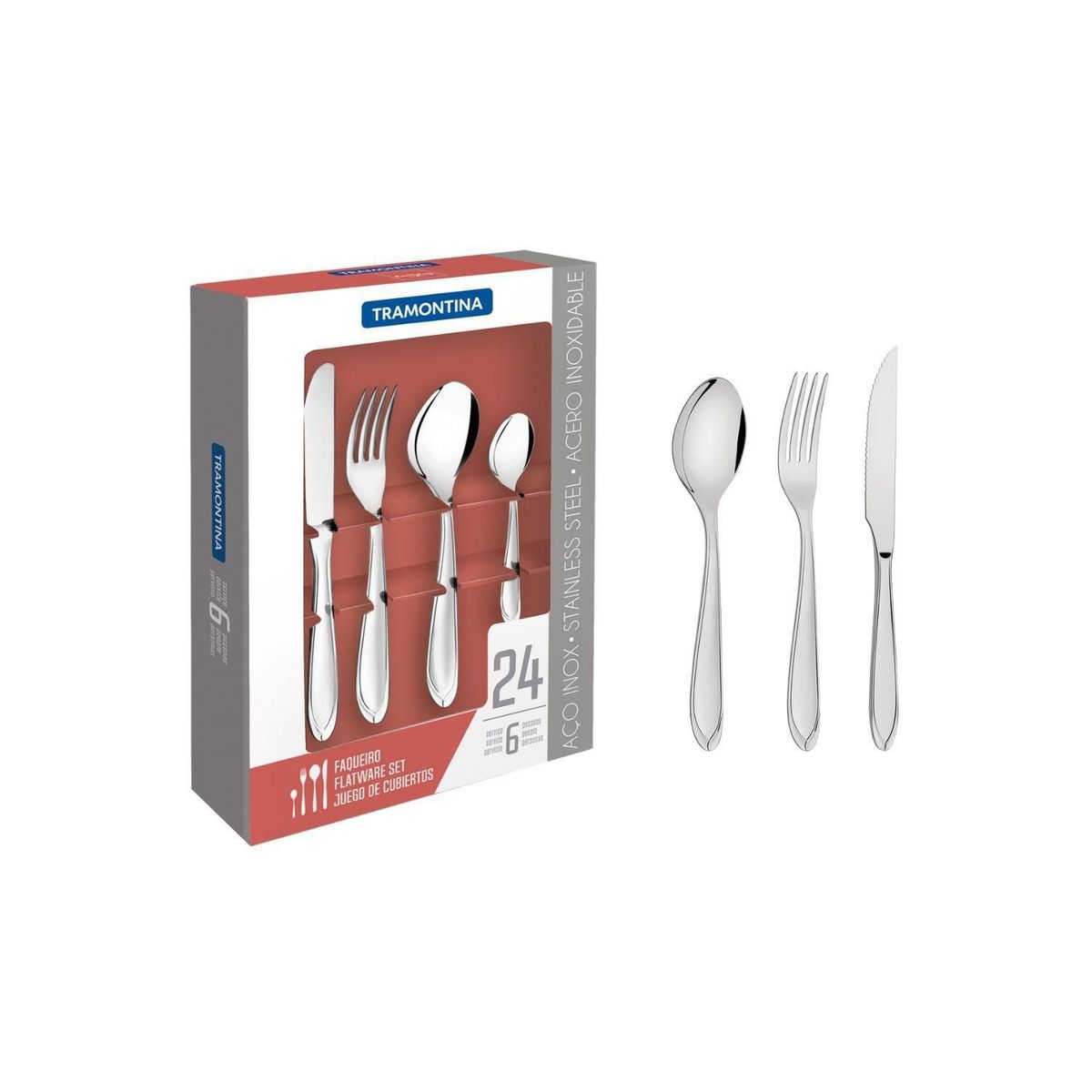 TRAMONTINA - Juego de Cubiertos 24 Piezas Laguna