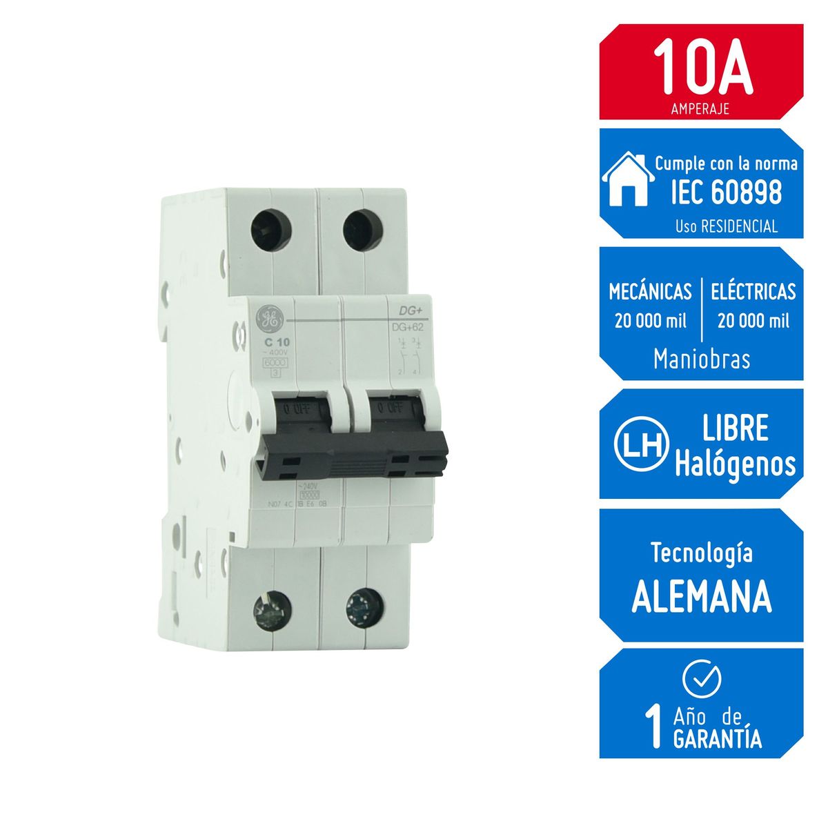 GENERAL ELECTRIC - Interruptor Termomagnético 2x10A GE