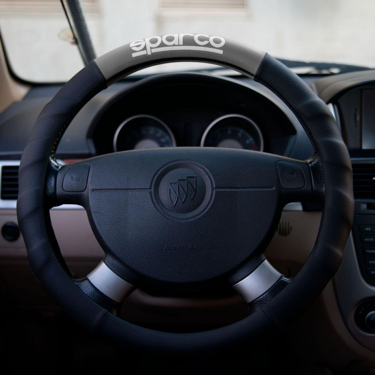 SPARCO - Funda Cubre Volante Para Auto Sparco Negro y Gris 37 cm