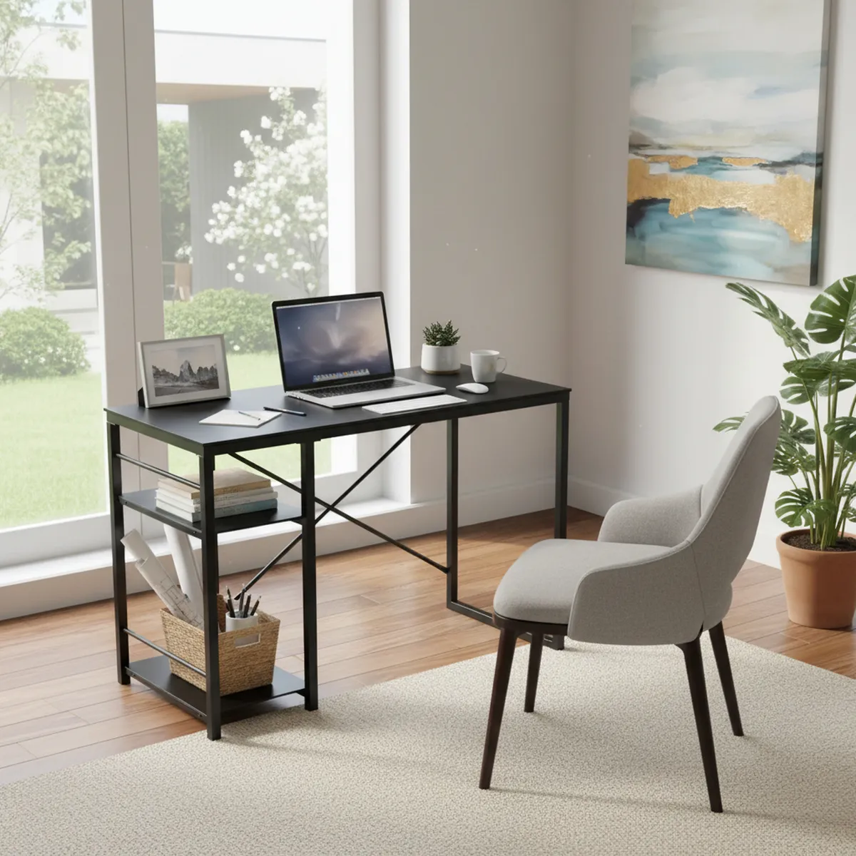 JUST HOME COLLECTION - Escritorio Negro de Vidrio