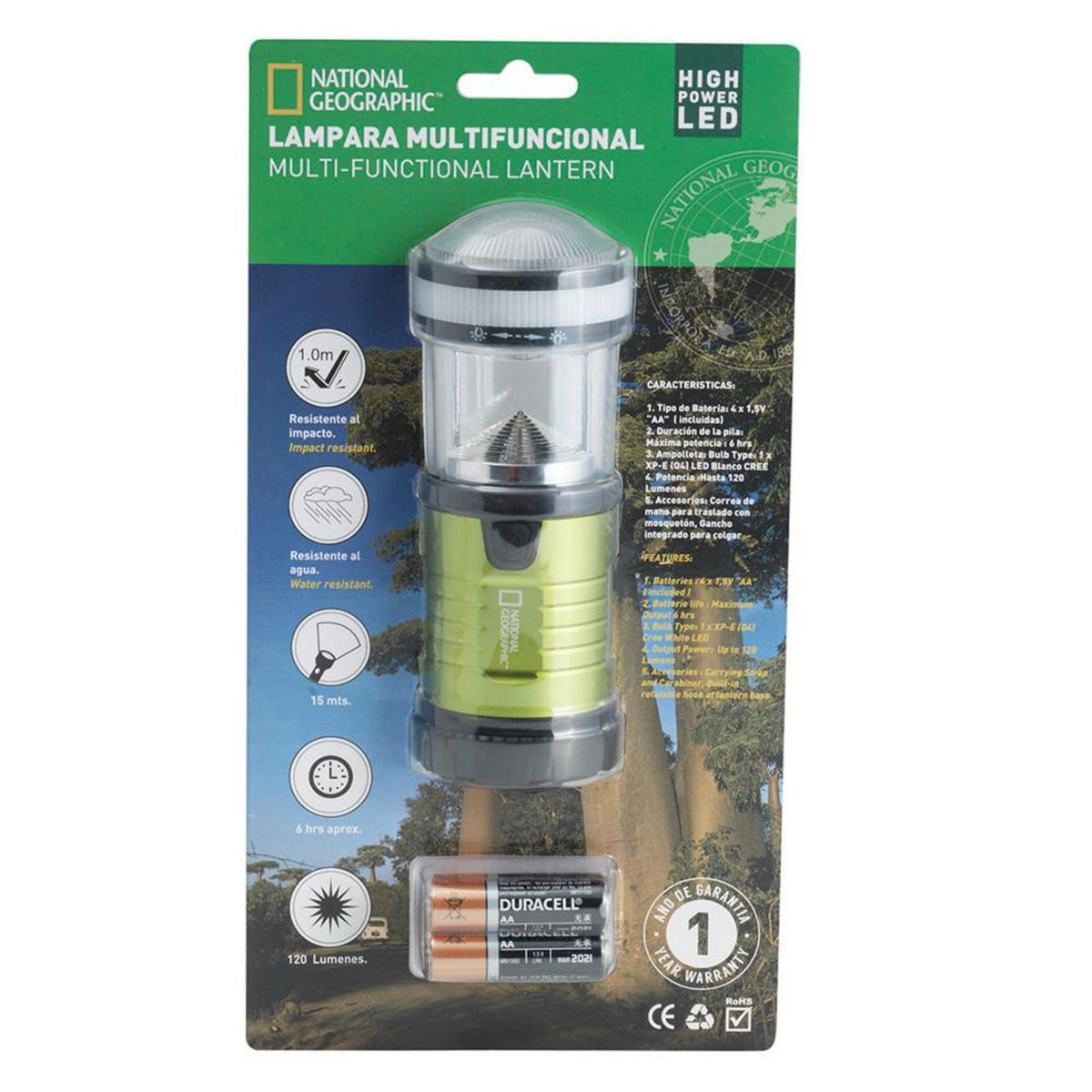 NATIONAL GEOGRAPHIC - Lámpara Camper Verde Nat Geo