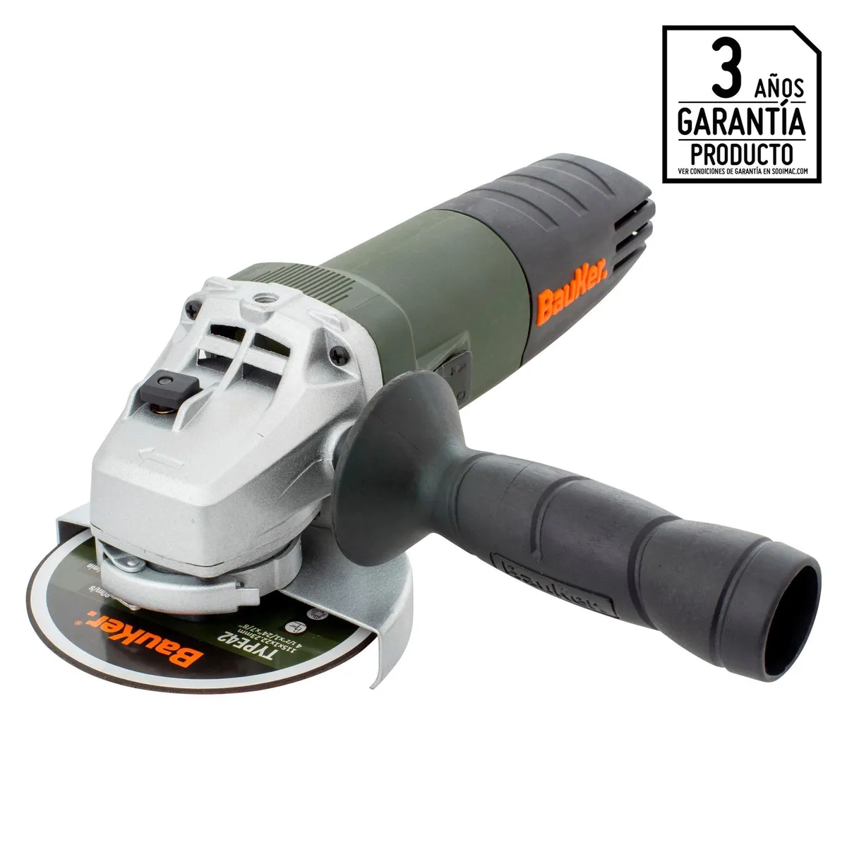 BAUKER - Amoladora Angular Eléctrica Bauker AG820E 4-1/2" 820W + 1 Disco