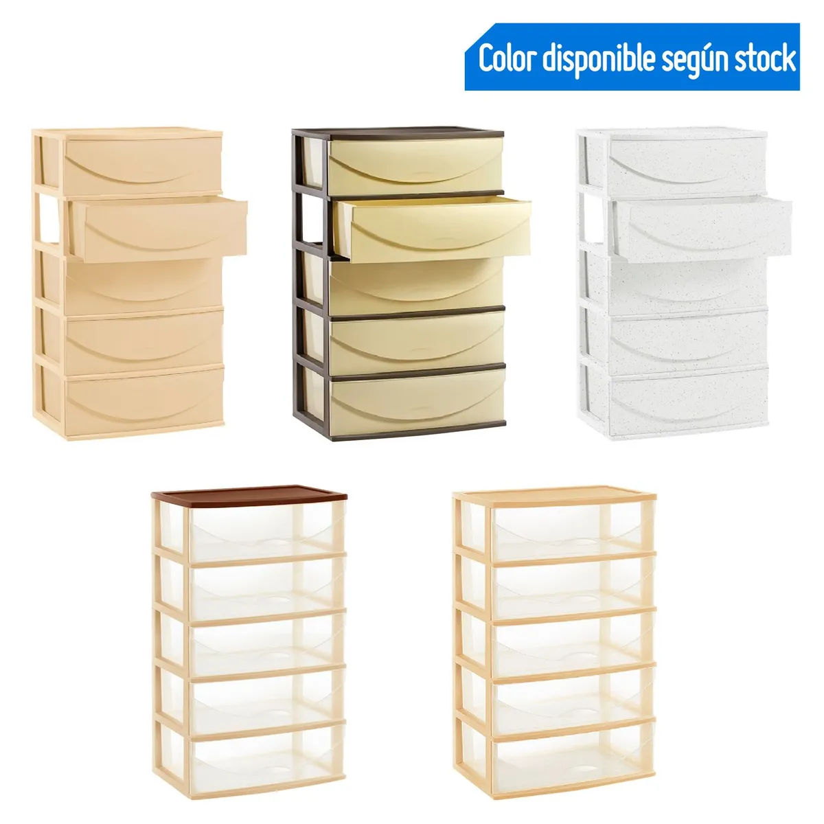 POLINPLAST - Cómoda Happy Plástica 5 Cajones Multicolor 50x55x79.5cm