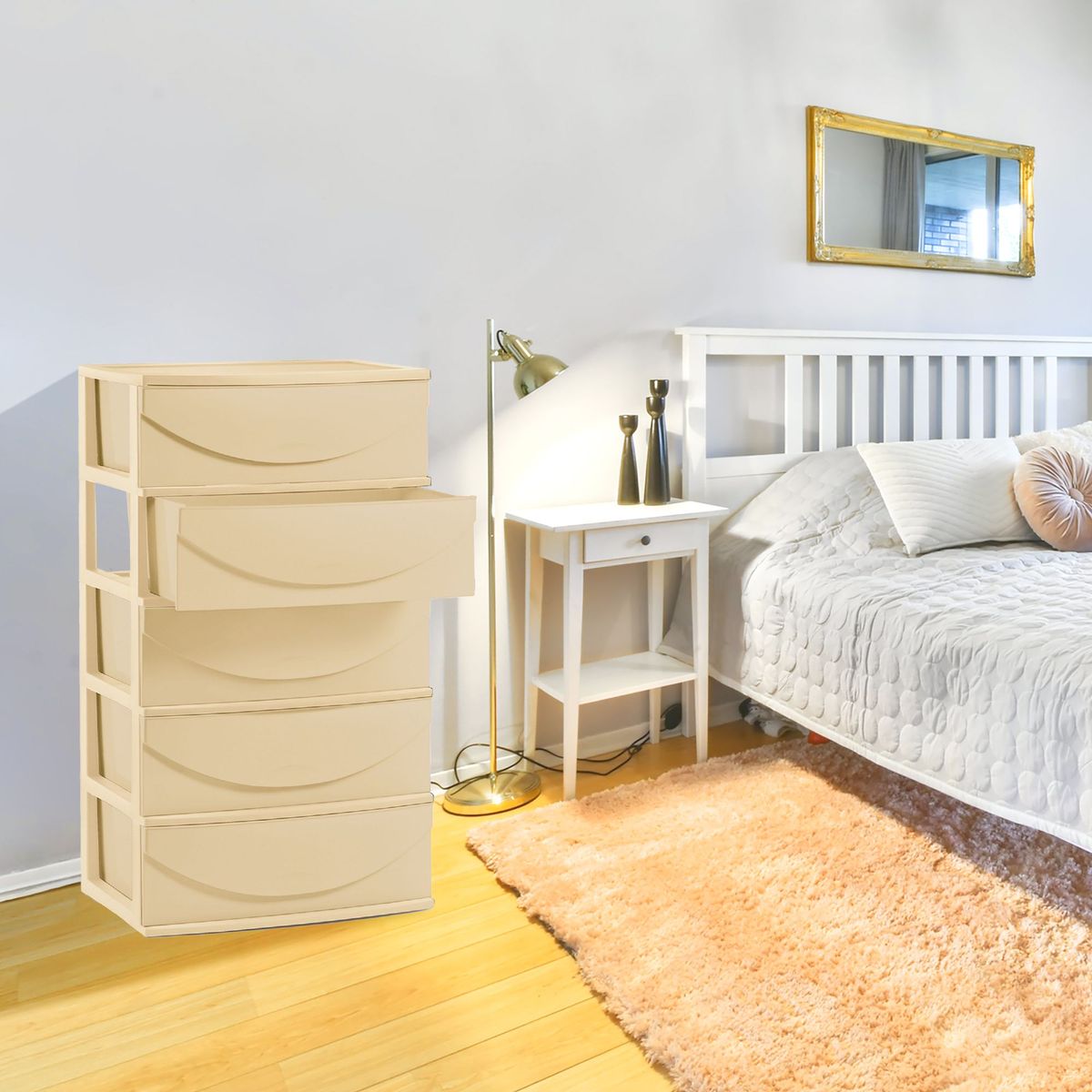 POLINPLAST - Cómoda Happy Plástica 5 Cajones Multicolor 50x55x79.5cm