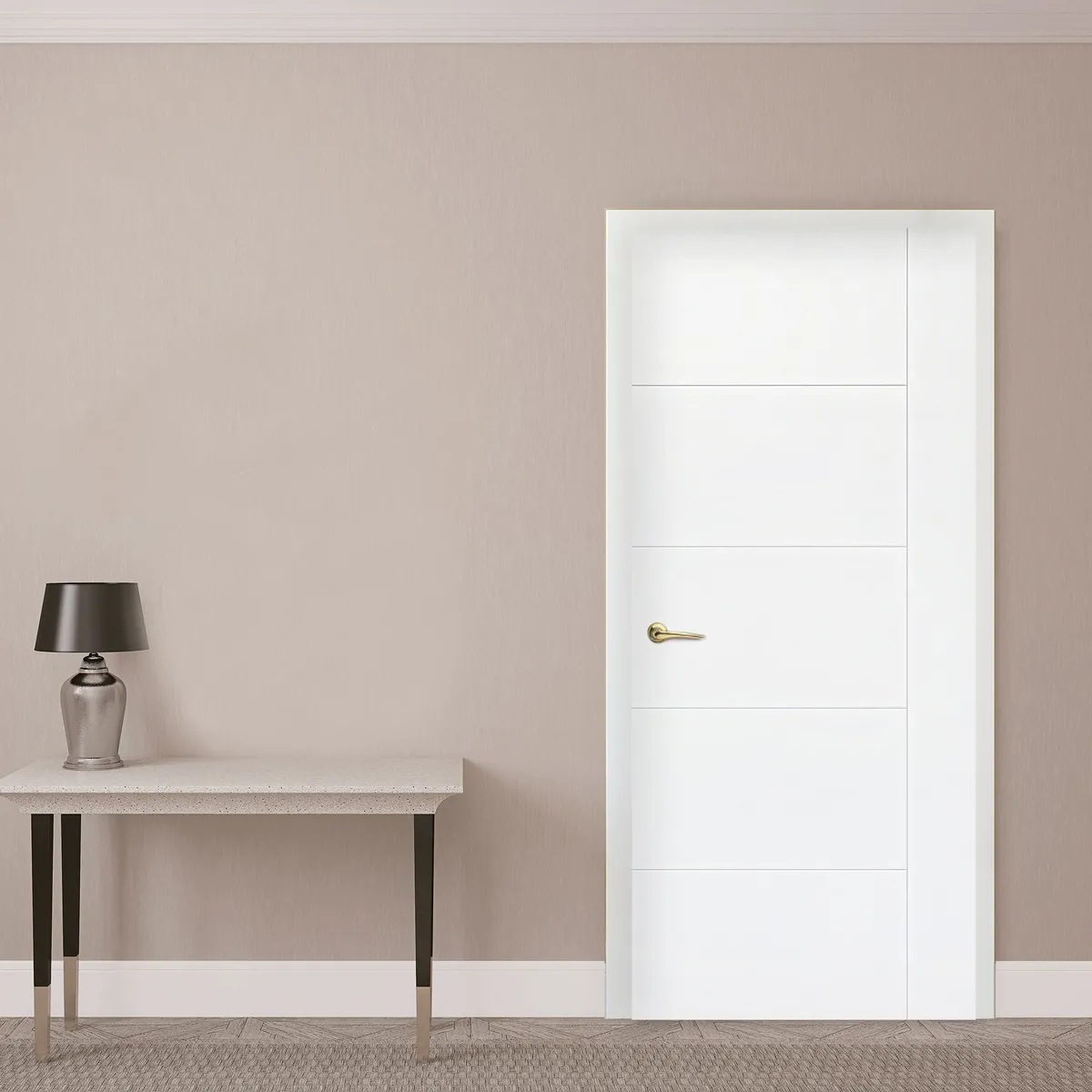 DIMFER - Combo Puerta Interior HDF Verona Blanco (Marco+Kit de Instalación)