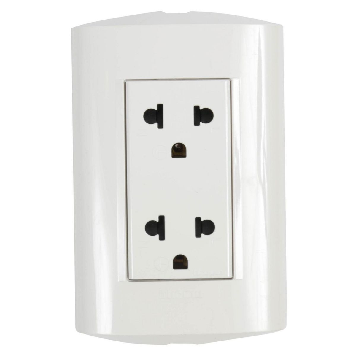 BTICINO - Tomacorriente Doble Universal + Tierra Modus Style Blanco