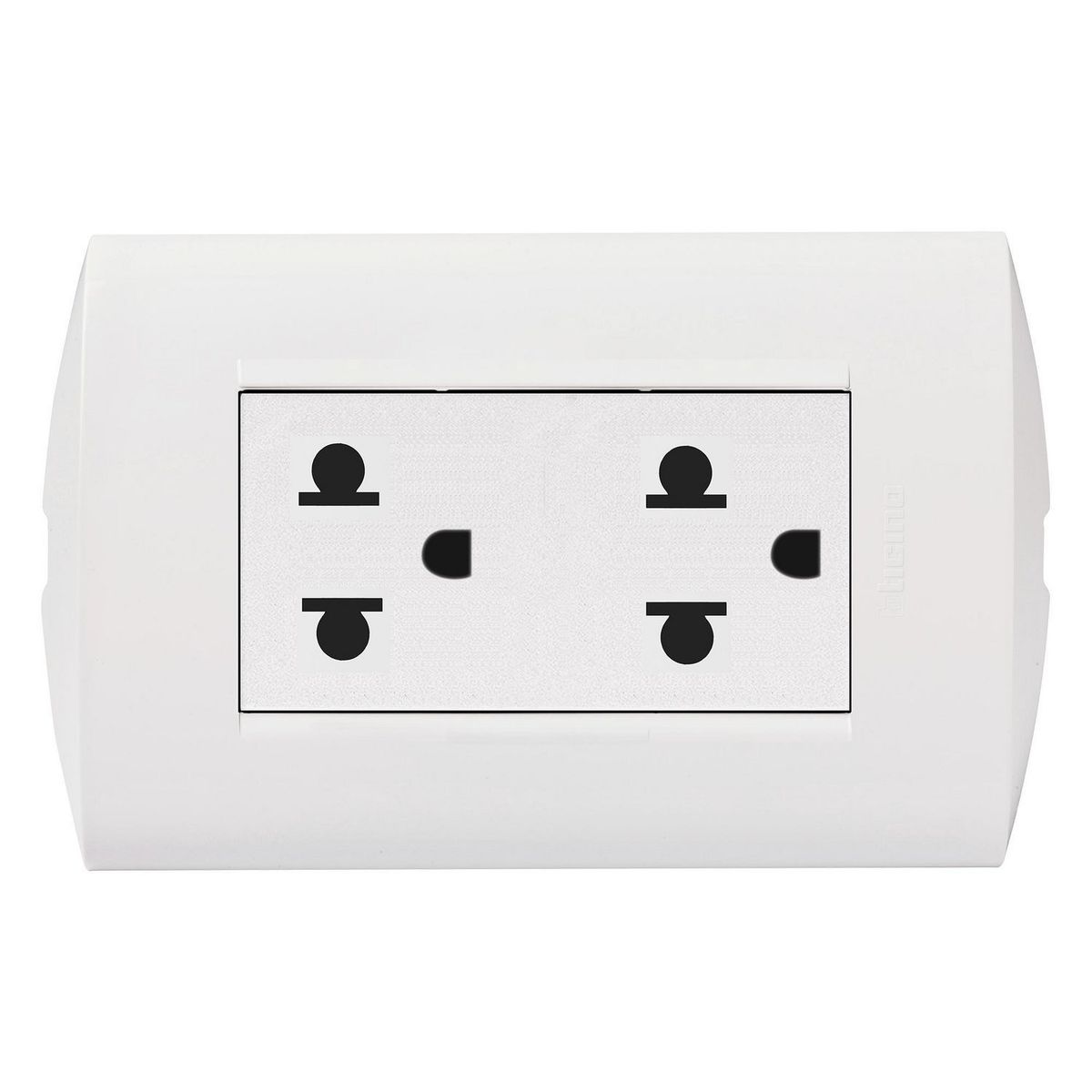 BTICINO - Tomacorriente Doble Universal + Tierra Modus Style Blanco