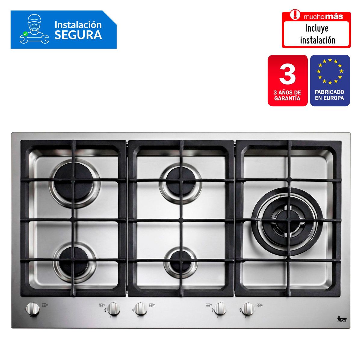 TEKA - Cocina empotrable Gas Teka EW 90 5G AI AL CI X5 Quemadores