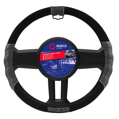Funda Cubre Volante Para Auto Sparco Premium Negro y Gris 37 cm