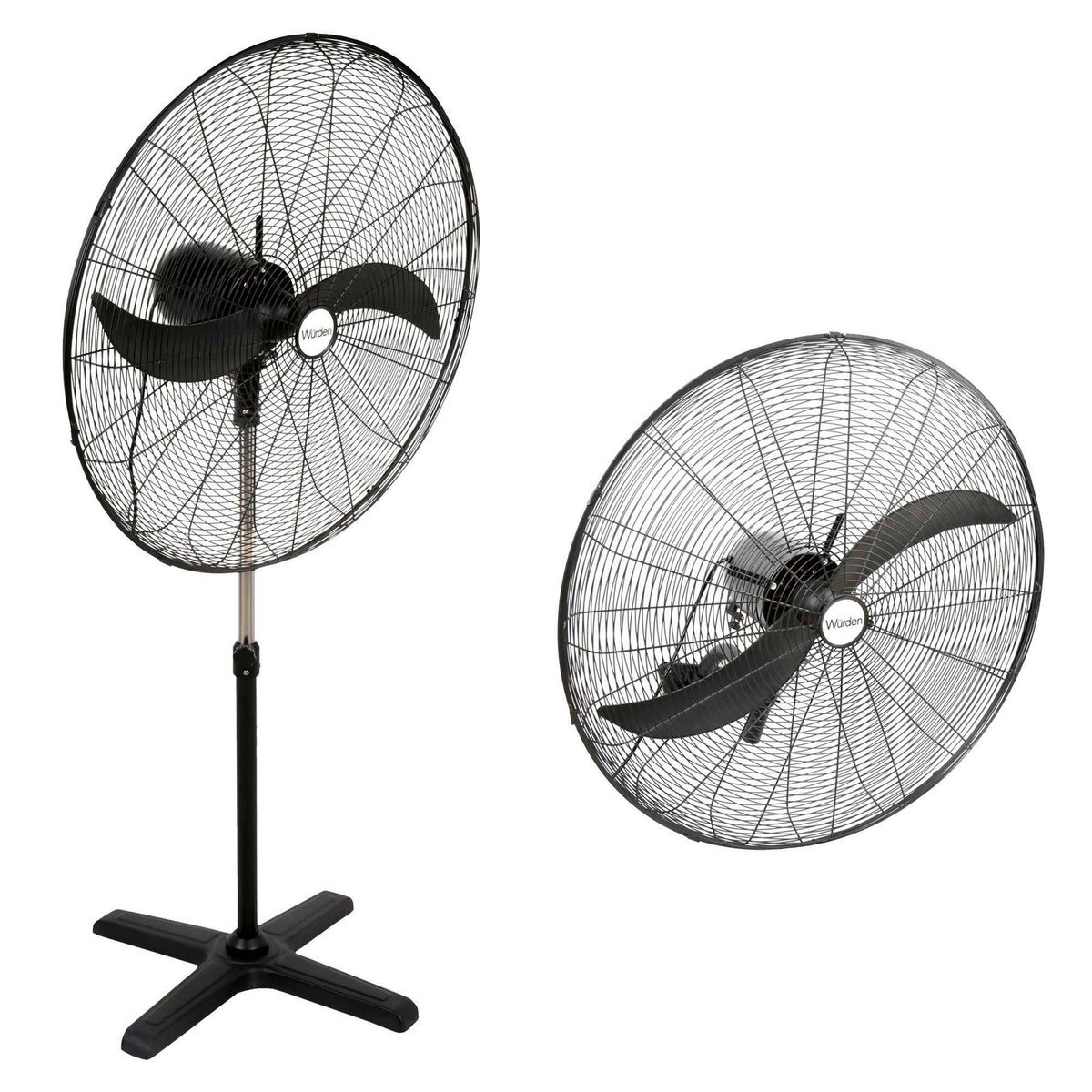 WURDEN - Ventilador 2 en 1 30" Metal 3 Velocidades 240W Industrial Negro