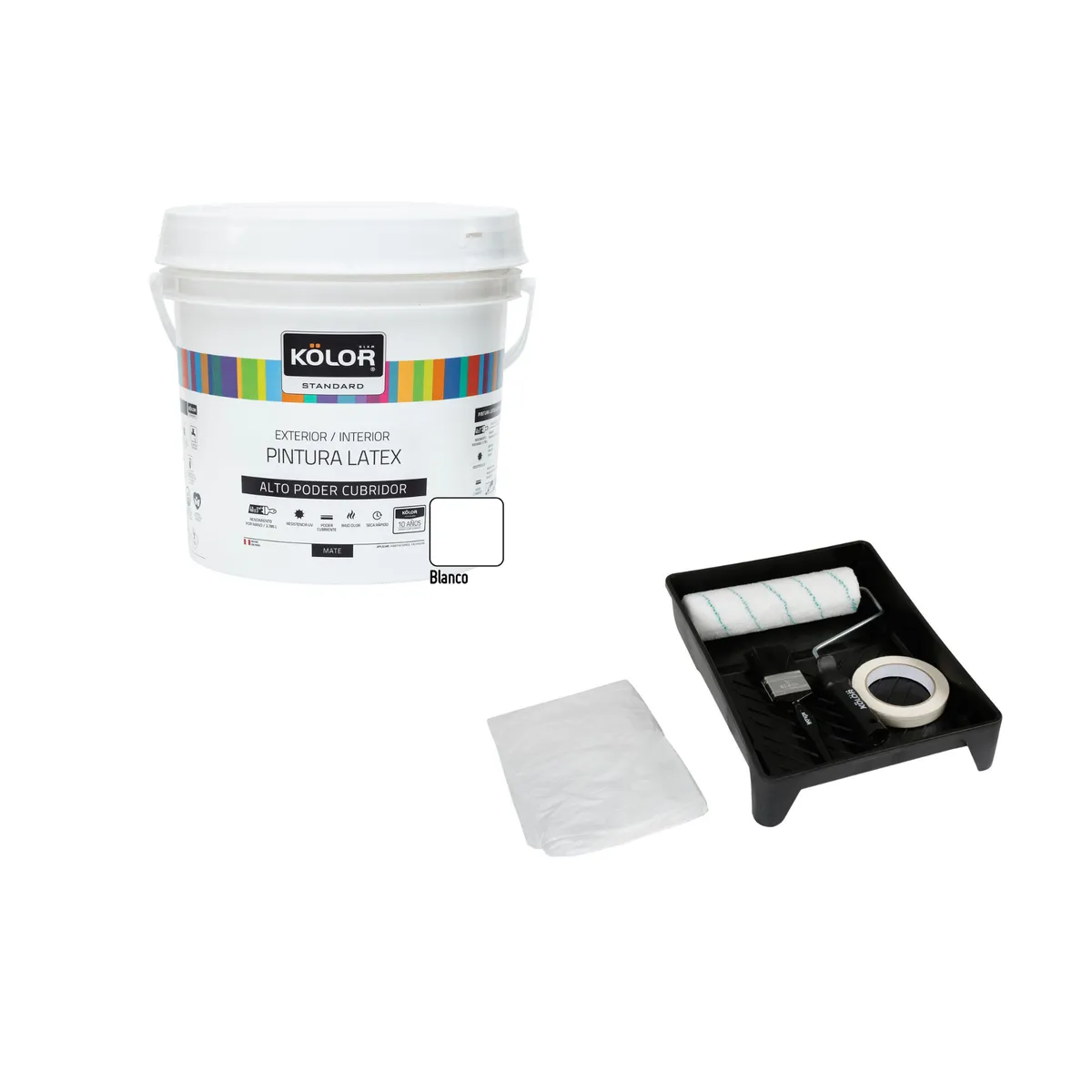 Kit para Pintar Microfibra + Pintura Kolor Latex Standar Blanco 4GL, marca KOLOR - Foto Principal