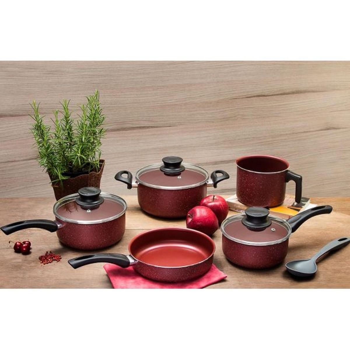 TRAMONTINA - Juego de Ollas 9 Piezas Paris Rojo