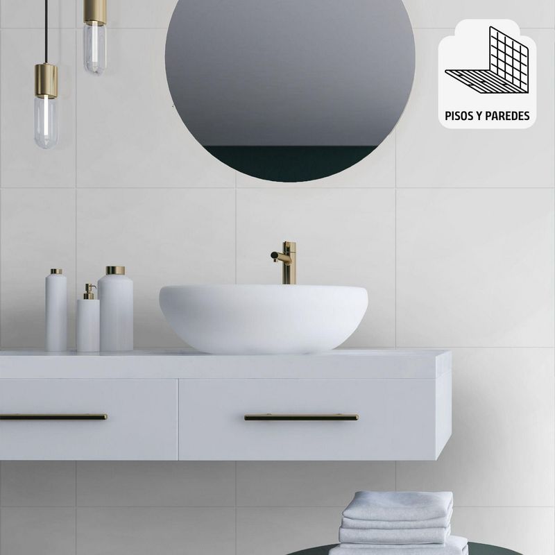 SAN LORENZO - Cerámica Blanco 46x46 Lisas/Granilladas Brillante 2.08 m2