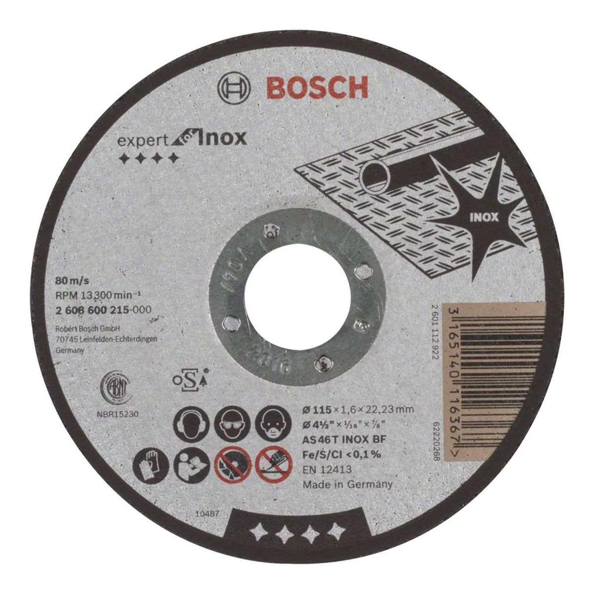 BOSCH - Disco Abrasivo para metal 115 x 1.6 x 22.23 mm