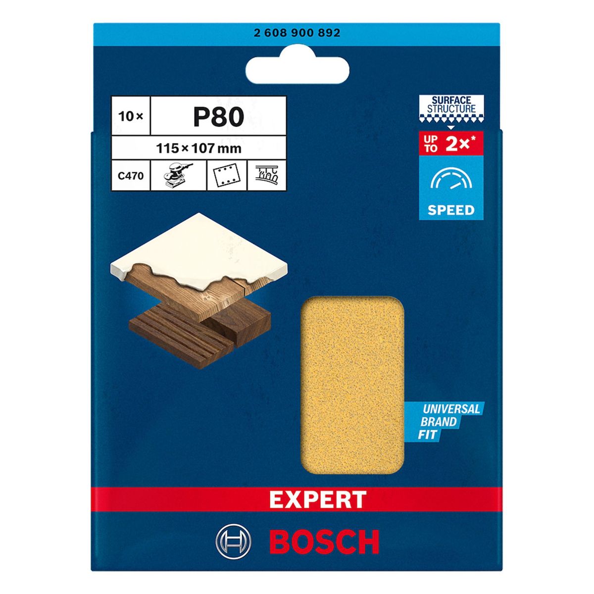 BOSCH - Hojas de Lijas P80 115 x 107 mm x 10 und Bosch