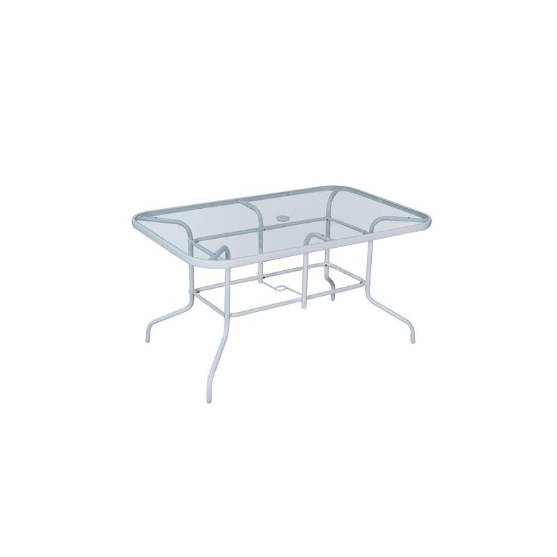 JUST HOME COLLECTION - Mesa de Terraza Metal con Vidrio Rectangular Blanca 140X90 CM