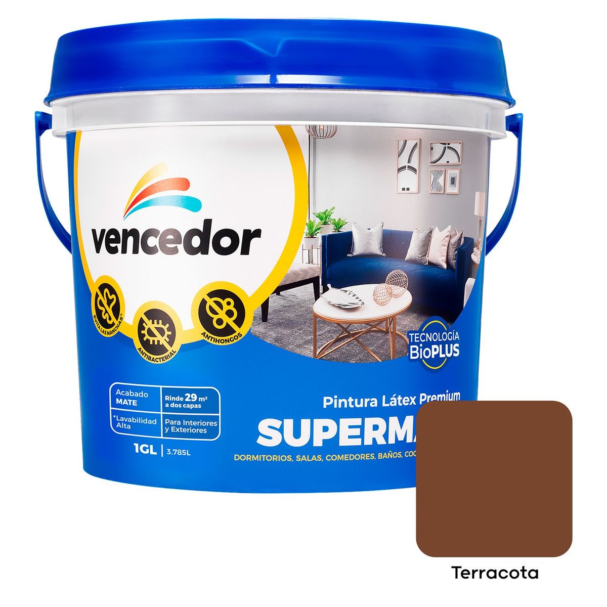 SUPERMATE - Pintura Supermate Antibacterial Terracota 1GL