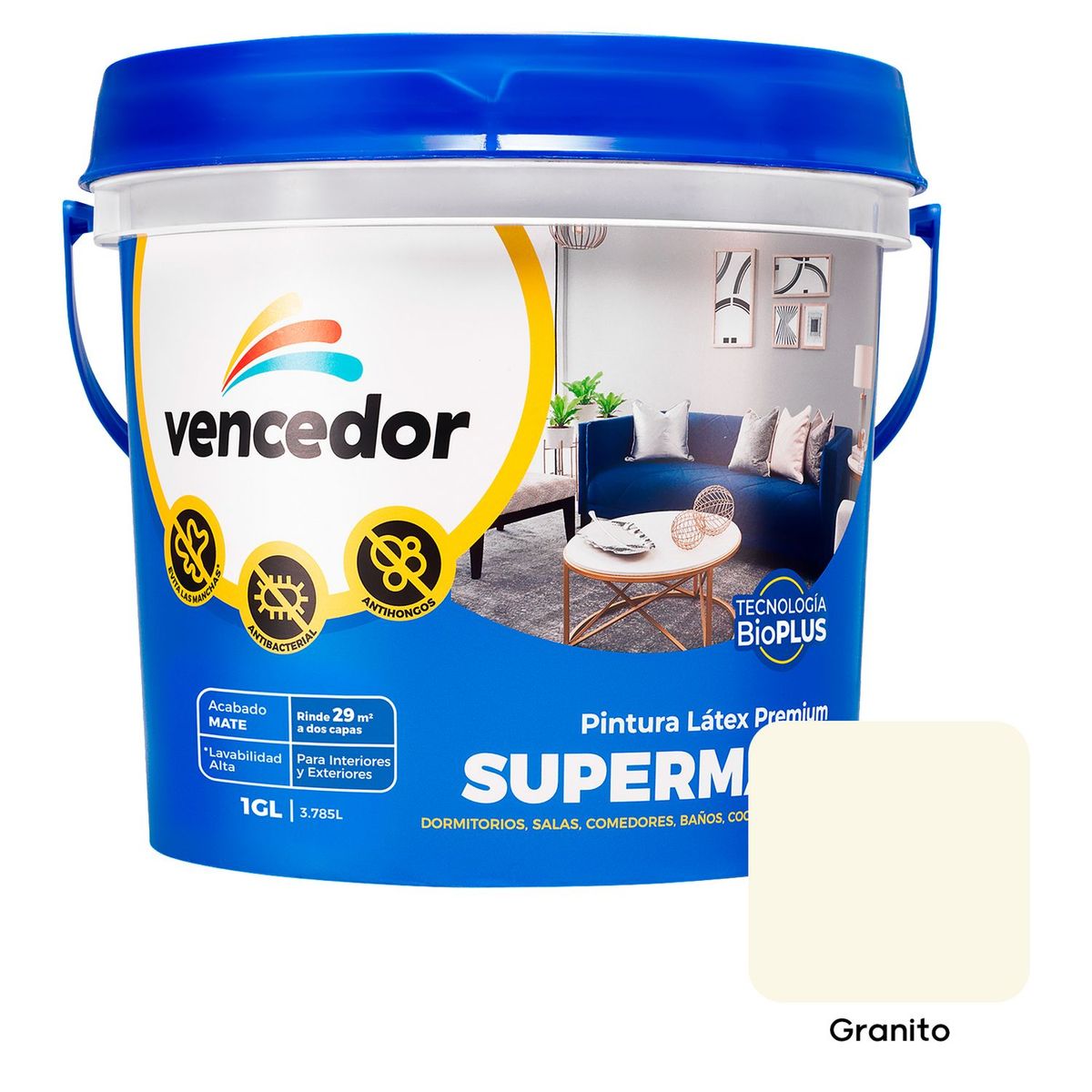 SUPERMATE - Pintura Supermate Antibacterial Granito 1GL
