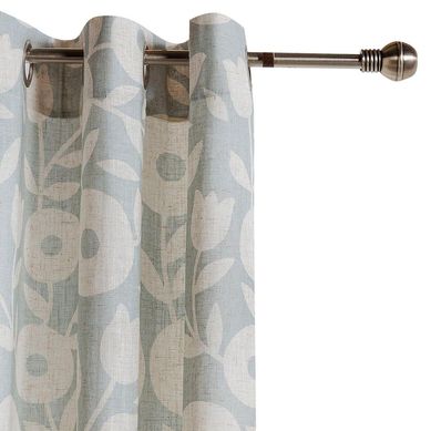Cortina de Tela Flores 140x220cm Gris