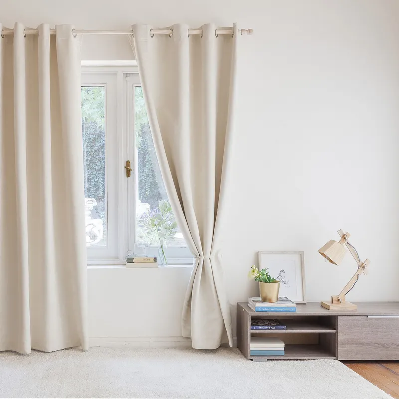 JUST HOME COLLECTION - Cortina de Tela Suede 140x220cm Crema