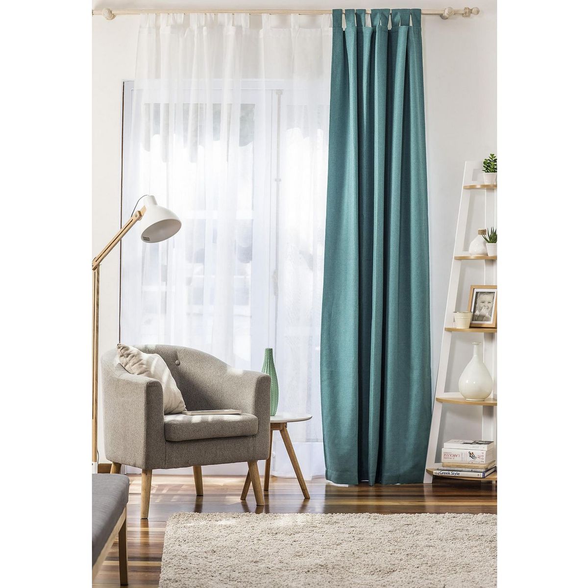 JUST HOME COLLECTION - Cortina de Tela Black Out Verna Turquesa 145x250 cm