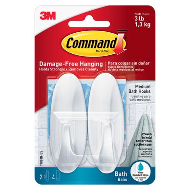 Gancho Command 3M para Bao con Tiras Impermeables Mediano x 2 unid
