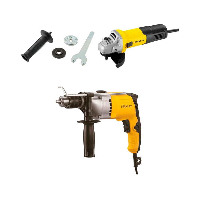 STANLEY - Taladro Percutor Stanley 1/2" 800W STDH8013 + Amoladora Angular Electrica Stanley 4-1/2" 900W STGS9115