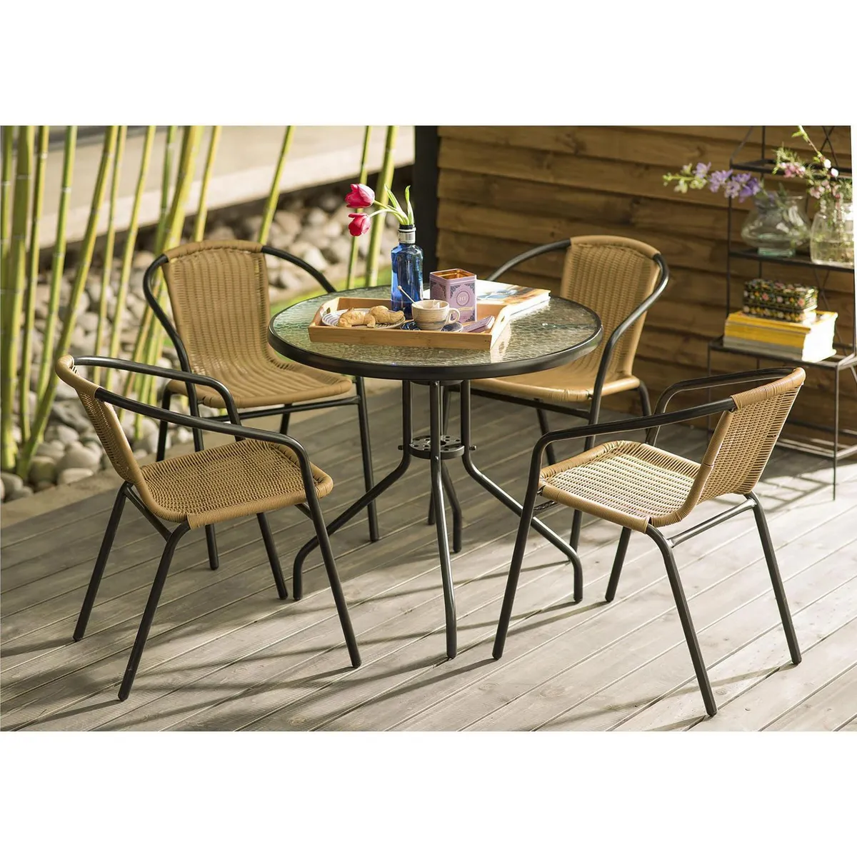 JUST HOME COLLECTION - Silla de Ratán Natural Apilable