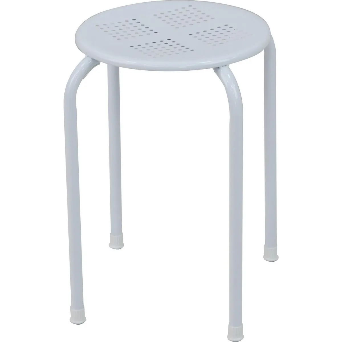 CASA BONITA - Banco perforado acero Blanco