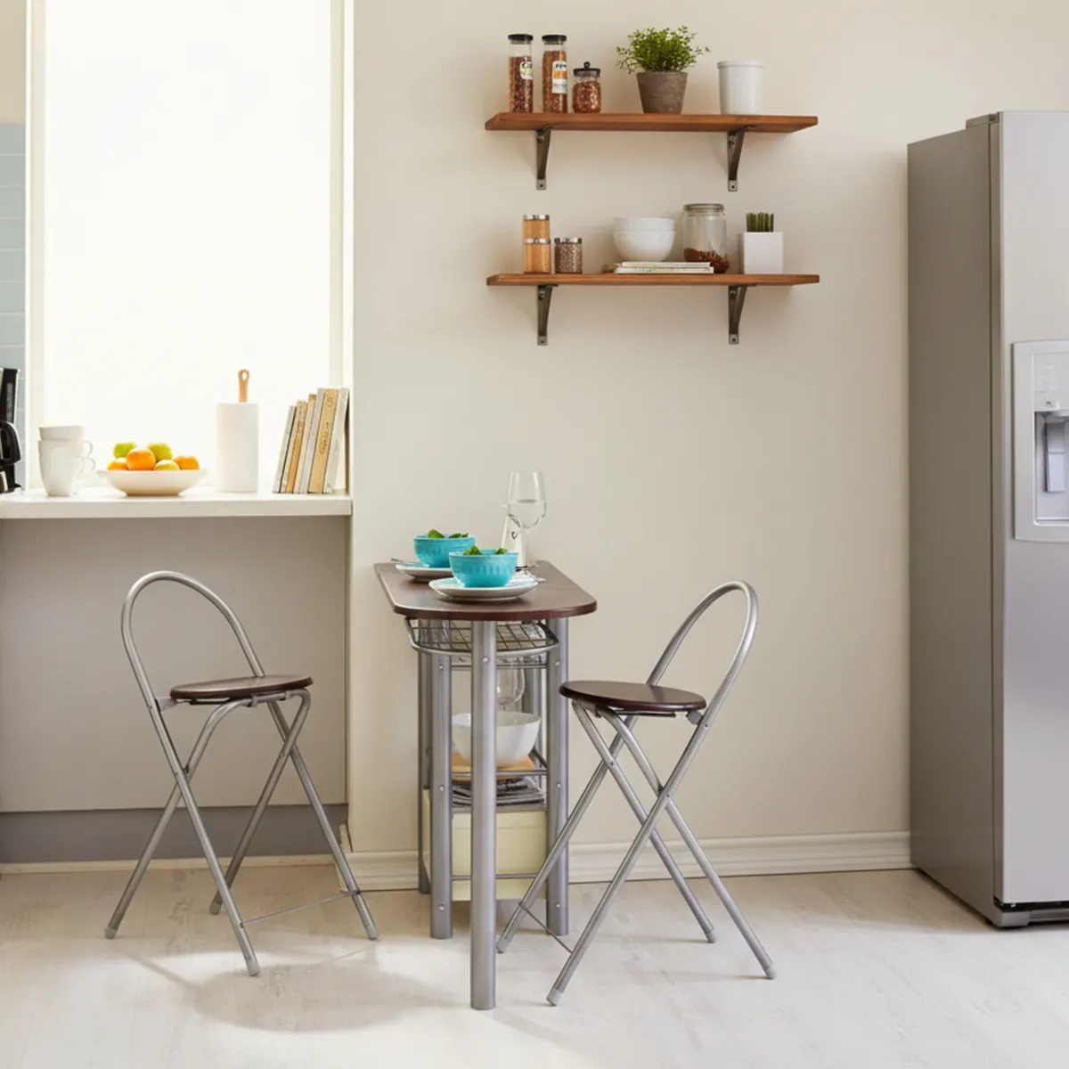 CASA BONITA - Juego de Comedor 2 Sillas Auxiliar Wengue