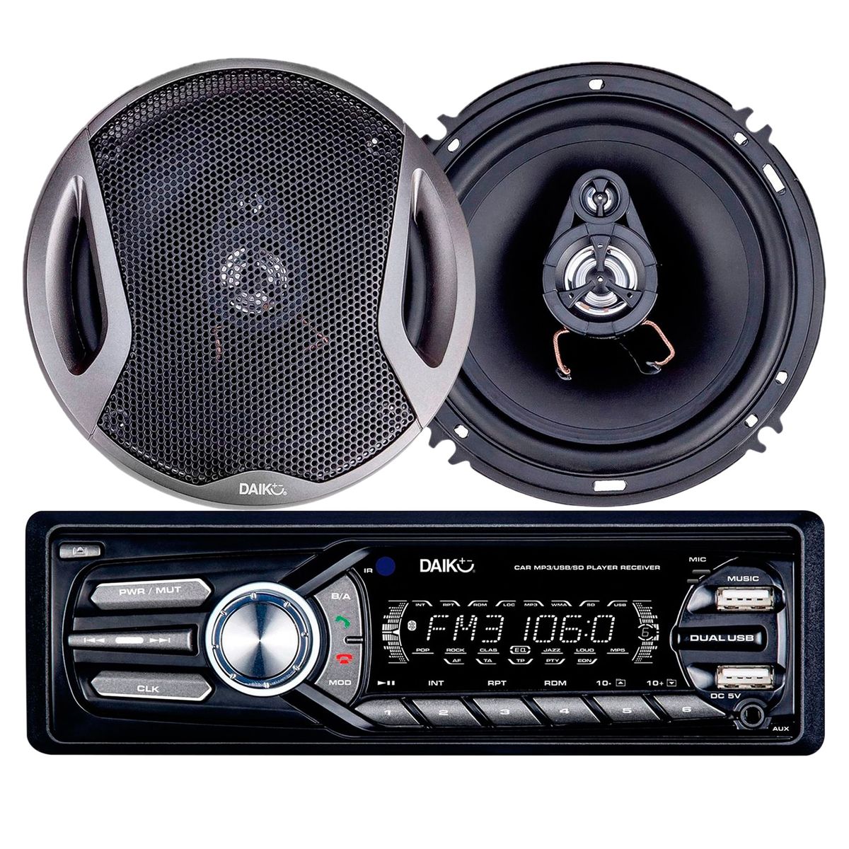 DAIRU - Autoradio Bluetooth/USBX2/AUX + 2 Parlantes RSK-320B0BT