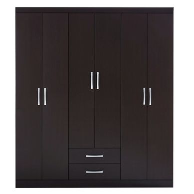 Ropero 6 Puertas 2 Cajones 162x47x183cm Chocolate