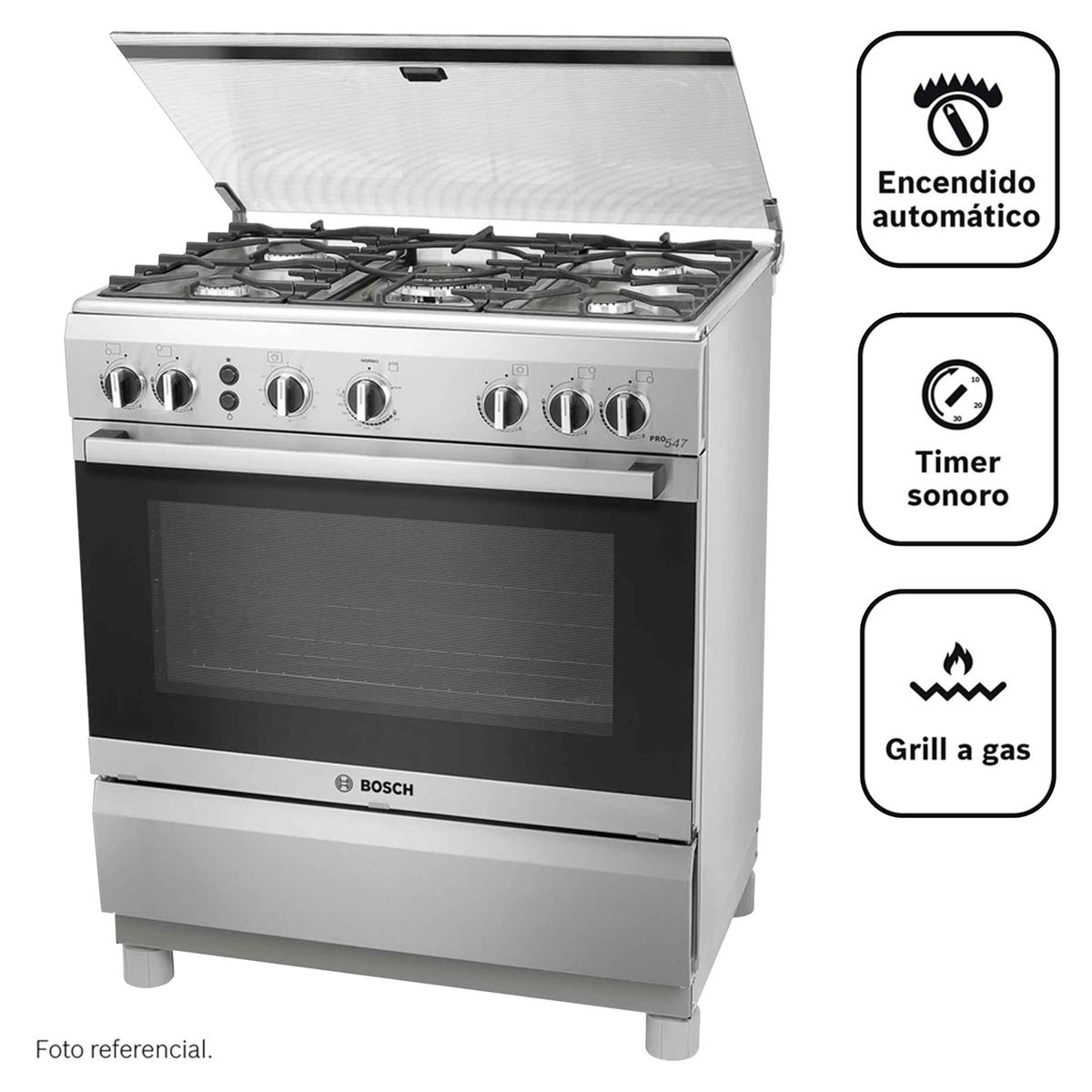 BOSCH - Cocina Bosch a Gas 5 Hornillas PRO547 Inox