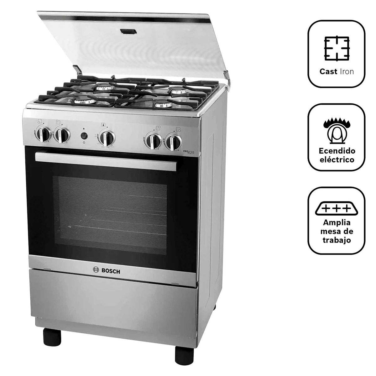 BOSCH - Cocina Bosch a Gas 4 Hornillas PRO425 Inox