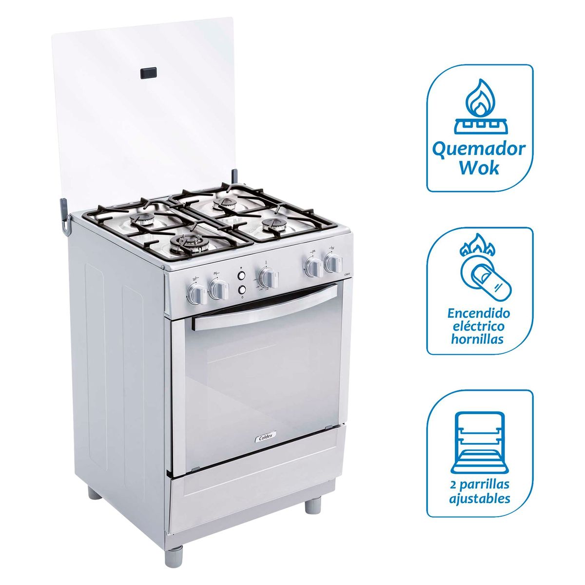 COLDEX - Cocina Coldex a Gas 4 Hornillas CX641 Inox