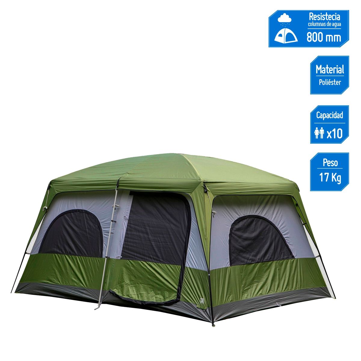 KLIMBER - Carpa Cabina 10 Personas Klimber Miscanti Verde/Gris