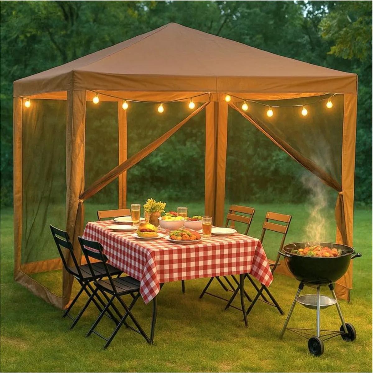 KLIMBER - Toldo Armable 3x3m Taupe con Malla Mosquitera