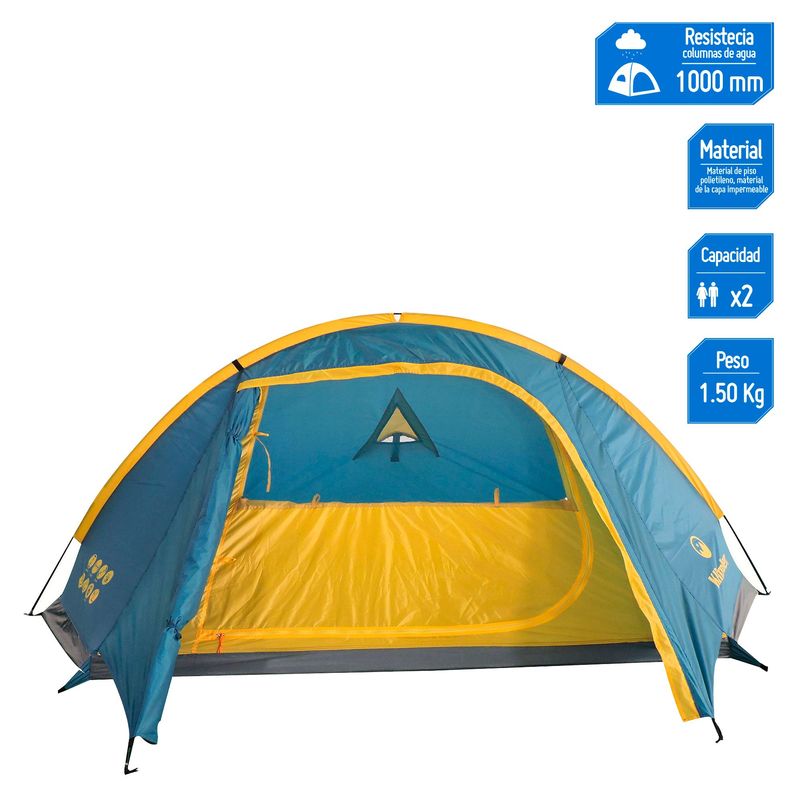 KLIMBER - Carpa Para 2 Personas Modelo Vesubio Color Azul/Amarillo