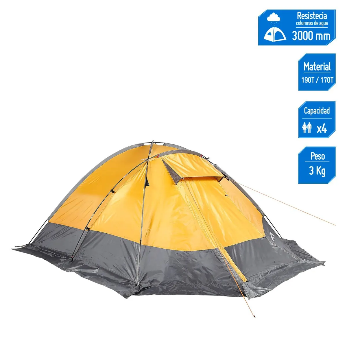 KLIMBER - Carpa 4 Personas Alta Montaña Klimber Rupanco Amarillo/Plomo