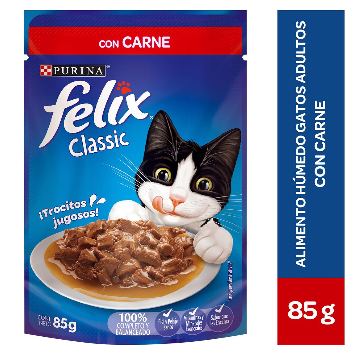 FELIX - Felix Adultos Alimento Húmedo para Gatos 85 gr Sabor Carne en Salsa