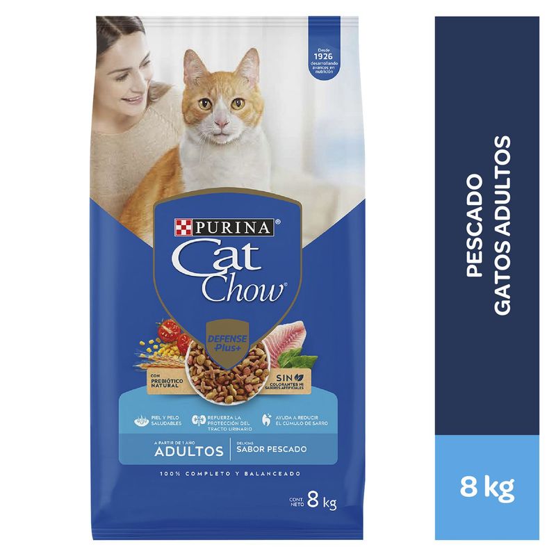 CAT CHOW - Cat Chow Adultos Croquetas para Gatos 8kg Pescado, Mariscos