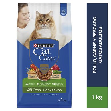 Cat Chow Adultos Croquetas para Gatos Hogareo 1 kg Sabor Carne, Pescado, Maiz, Soja y Pollo