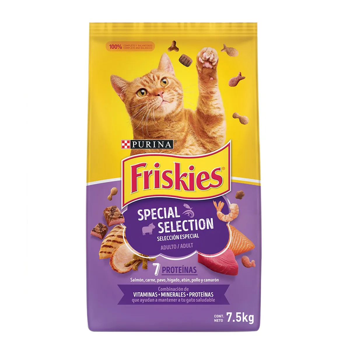 FRISKIES - Friskies Adultos Croquetas para Gatos 7.5 kg Pollo, Pescado