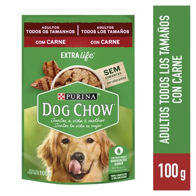 Dog Chow Adultos Alimento Hmedo en Trozos para Perros 100 gr Sabor Carne