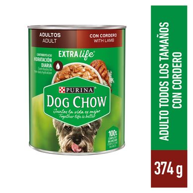 Dog Chow Adultos Alimento Hmedo en Trozos Lata para Perros 374 gr Sabor Cordero