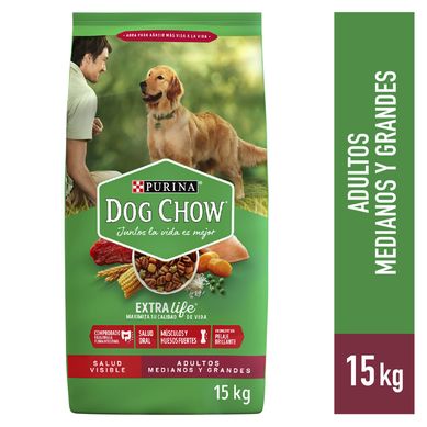 Dog Chow Adultos Raza Mediana y Grande Croquetas para Perros 15 kg Sabor Carne y Pollo