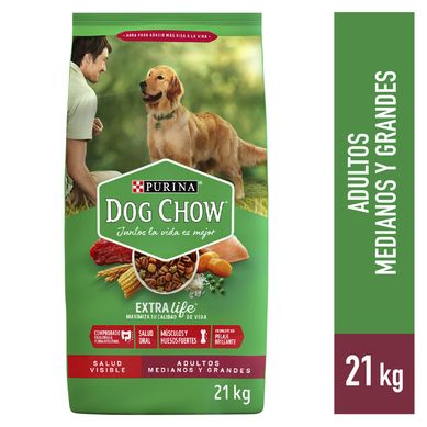 Dog Chow Adultos Raza Mediana y Grande Croquetas para Perros 21 kg Sabor Carne y Pollo