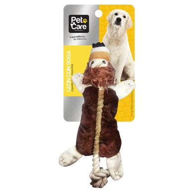 Juguete Len con Soga para Perro Lana Marrn/Crema