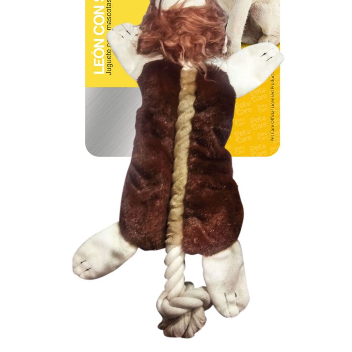 PET CARE - Juguete León con Soga para Perro Lana Marrón/Crema